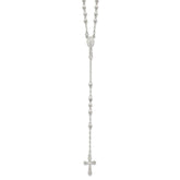 Sterling Silver 925 Polished Rosary with Hollow Charm Elegant 18 Necklace
